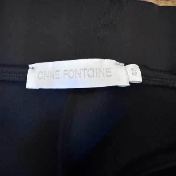 Anne Fontaine Pants Womens 40 Leather Trim pull on Dress Trousers Black - Picture 3 of 3